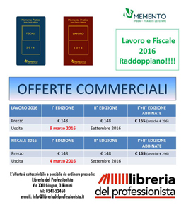 Offerta Memento Pratico Lavoro 2016 e Memento Pratico Fiscale 2016